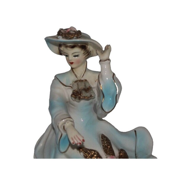 Vintage Arnart 7932 Beautiful Flower Girl In Blue Figurine - Picture 5 of 7